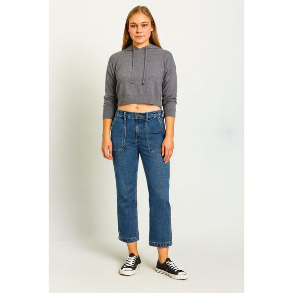 NWT J. Crew Patch Pocket Straight Leg Mid-rise Cropped Denim Blue Jeans Sz 0/25 - Picture 13 of 13